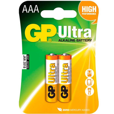 GP Ultra Alkaline Батарейка ААА, 2 шт, Элемент питания