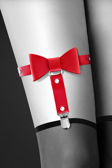 Bijoux Pour Toi Garter With Bow, красная - Подвязка с бантом и металлической застежкой - купить в секс шопе