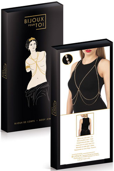 Bijoux Pour Toi Jade, золотая - Откровенный топ из металлических цепей и страз - купить в секс шопе