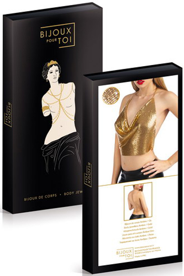 Bijoux Pour Toi Ambre, золотая - Откровенный топ из металлических цепей и страз - купить в секс шопе