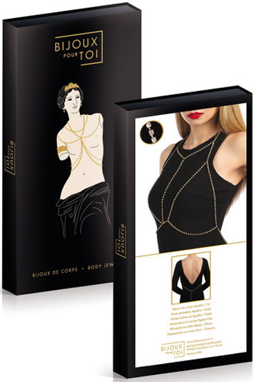 Bijoux Pour Toi Agathe, золотая - Откровенный топ из металлических цепей и страз - купить в секс шопе