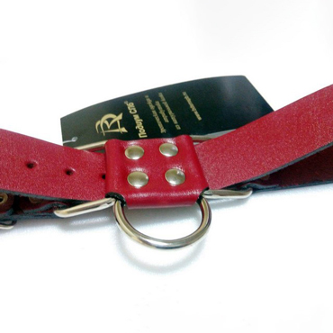 Podium Ременные наручники с полукольцом широкие, красные - фото, отзывы