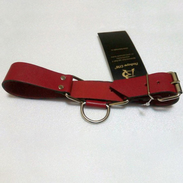 Podium Ременные наручники с полукольцом широкие, красные - Из натуральной кожи с регулировкой - купить в секс шопе