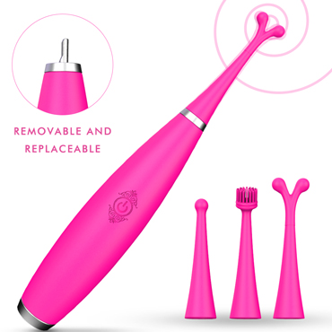 S-Hande Sparkle kit, ярко-розовый, Ультратонкий вибростимулятор с набором насадок