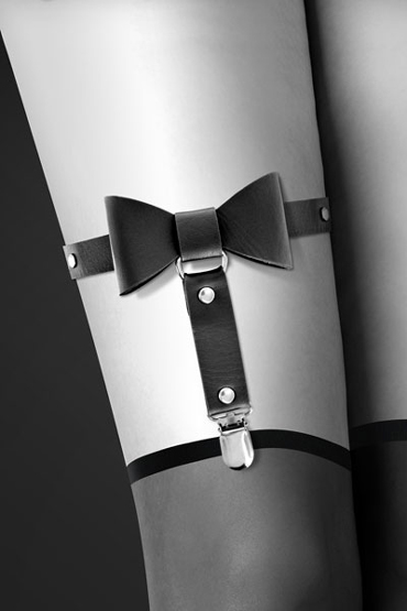 Bijoux Pour Toi Garter With Bow, черная - Подвязка с бантом и металлической застежкой - купить в секс шопе