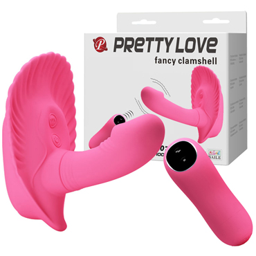 Baile Pretty Love Fansy Clamshell, розовый, Клиторальный стимулятор с вагинальной пробкой
