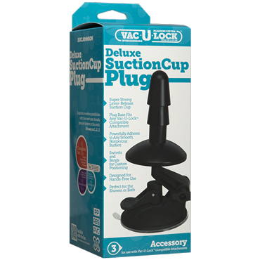 Doc Johnson Vac-U-Lock Deluxe Suction Cup Plug Accessory, черный - Крепление для насадок Vac-U-Lock с присоской - купить в секс шопе