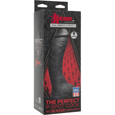 Doc Johnson Kink The Perfect P-Spot Cock With Removable Vac-U-Lock Suction Cup 23см, черный - Реалистичный фаллоимитатор-насадка для стимуляции простаты - купить в секс шопе