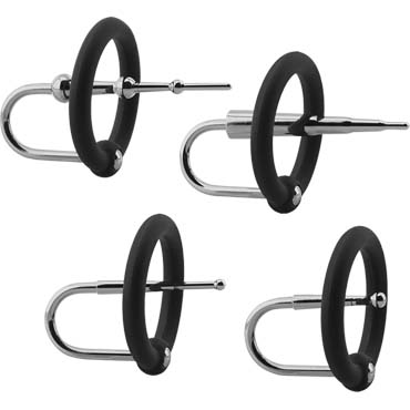 Doc Johnson Kink Ring Plug Set Silicone&Stainless Steel Cock Accessory, серебристый, Набор уретральных плагов с кольцами на головку пениса