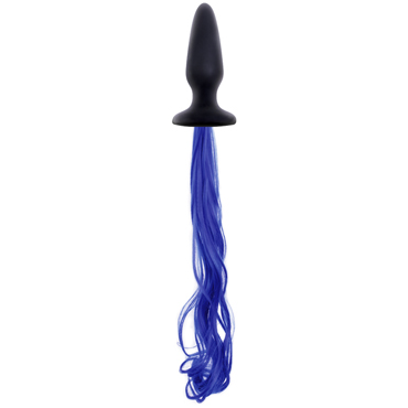 NS Novelties Unicorn Tails Blue, черная, Анальная пробка с синим хвостом