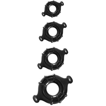 NS Novelties Renegade Vitality Rings, черный, Набор из 4 эрекционных колец с ребрышками