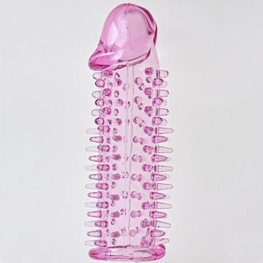 Sextoy Насадка на фаллос фиолетовый розовый, С закрытой головкой с шипами, 4 см
