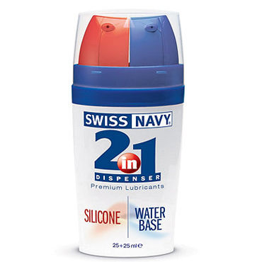 Swiss Navy 2 in 1 Dispenser, 2х25 мл, Лубрикант 2 в 1 водная и силиконовая основа