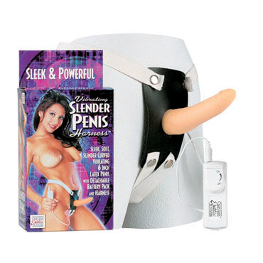 California Exotic Vibrating Slender Penis Harness, Страпон с вибрацией