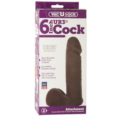 Doc Johnson Vac-U-Lock Cock 15 см, черный - Реалистичная насадка - купить в секс шопе