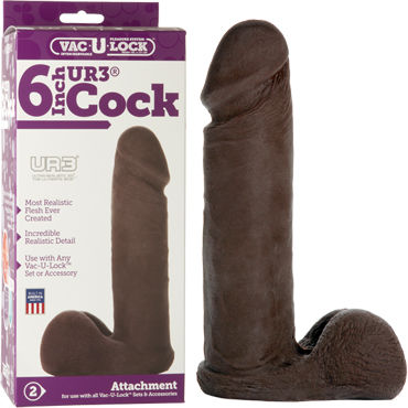 Doc Johnson Vac-U-Lock Cock 15 см, черный, Реалистичная насадка