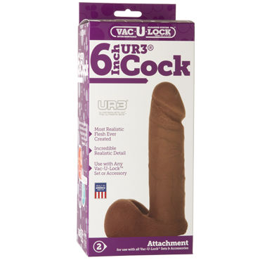 Doc Johnson Vac-U-Lock Cock 15 см, коричневый - Реалистичная насадка - купить в секс шопе