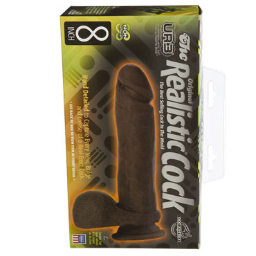 Doc Johnson Realistic Cock 20 см, черный - Реалистичный фаллоимитатор на присоске - купить в секс шопе