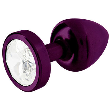 Diogol Anni Round T4, фиолетовая, Анальная пробка с кристаллом Swarovski