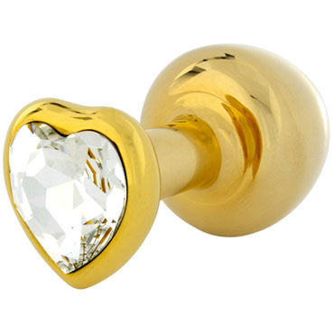Diogol Anni Heart T3, золото, Анальная пробка с кристаллом Swarovski