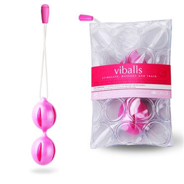Ideal Viballs, розовые, Вагинальные шарики с рельефной поверхностью