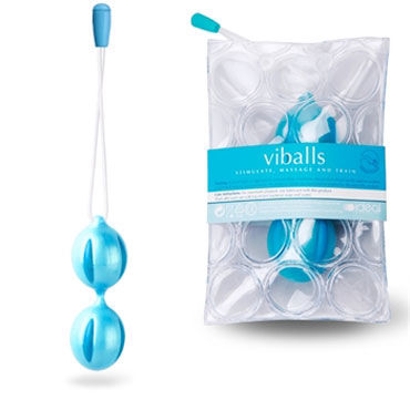 Ideal Viballs, голубые, Вагинальные шарики с рельефной поверхностью