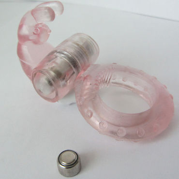 Sextoy Ring, розовое, Эрекционное виброкольцо со стимулятором клитора