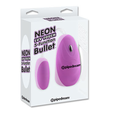 Pipedream Neon 5 Function Bullet, фиолетовое, Виброяйцо с выносным пультом