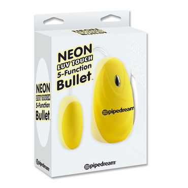 Pipedream Neon 5 Function Bullet, желтый, Виброяйцо с выносным пультом