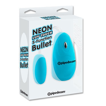 Pipedream Neon Luv Touch 5 Function Bullet, голубое, Многоскоростное виброяйцо