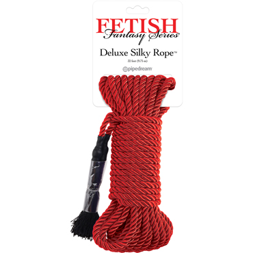 Pipedream Fetish Fantasy Series Deluxe Silk Rope, красная, Прочная верёвка для связывания