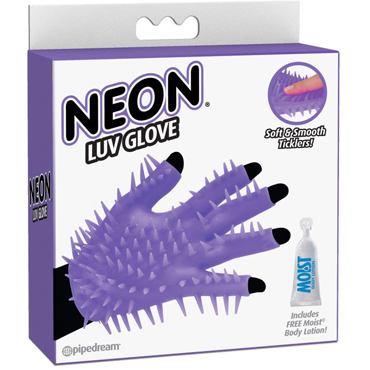 Pipedream Neon Luv Glove, фиолетовый, Перчатка для чувственного массажа