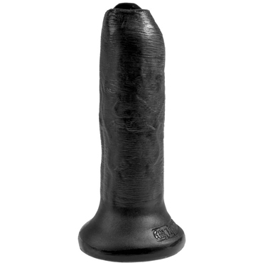 Pipedream King Cock Uncut 15 см, черный - Фаллоимитатор с подвижной крайней плотью на присоске - купить в секс шопе