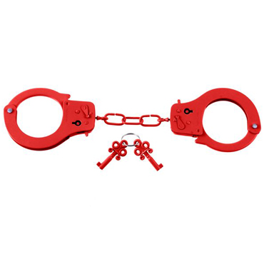 Pipedream Fetish Fantasy Series Designer Metal Handcuffs, красные - Стильные металлические наручники - купить в секс шопе