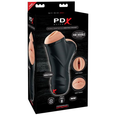 Pipedream PDX ELITE Double Penetration Vibrating Stroker, черный