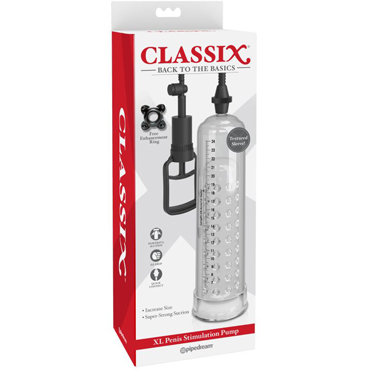 Pipedream Classix XL Penis Stimulation Pump, прозрачная, Вакуумная стимулирующая мужская помпа размер XL