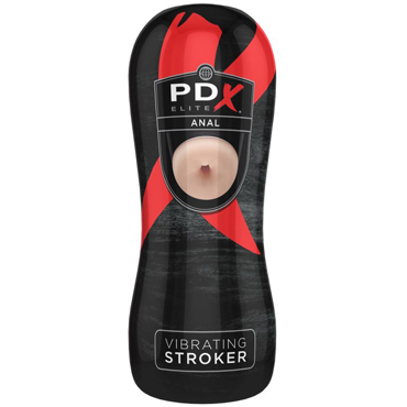 Pipedream PDX ELITE Vibrating Anal Stroker, черный, Мастурбатор-анус в тубе с вибрацией