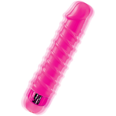 Pipedream Classix Candy Twirl Massager, розовый - Неоновый вибромассажер с винтовыми ребрышками - купить в секс шопе