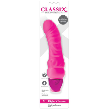 Pipedream Classix Mr. Right Vibrator, розовый, Вибратор реалистичной формы
