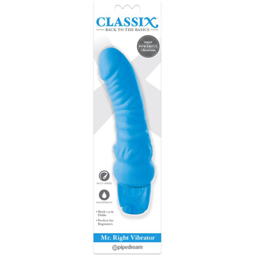 Pipedream Classix Mr. Right Vibrator, голубой, Вибратор реалистичной формы