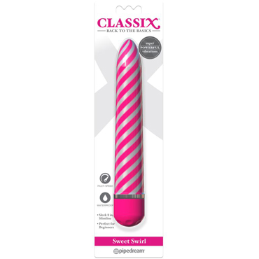 Pipedream Classix Sweet Swirl Vibrator, бело-розовый, Вибратор-жезл классической формы