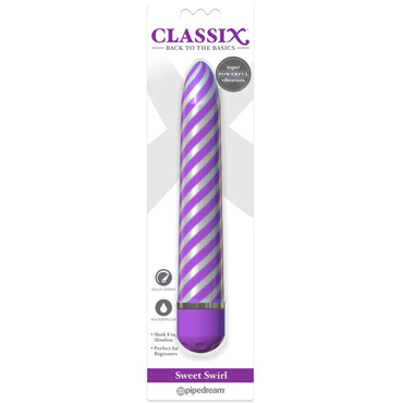 Pipedream Classix Sweet Swirl Vibrator, бело-фиолетовый, Вибратор-жезл классической формы