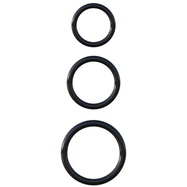 Pipedream Fantasy C-Ringz Silicone 3-Ring Stamina Set, черный - Набор эрекционных колец разного диаметра - купить в секс шопе