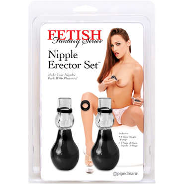 Pipedream Fetish Fantasy Nipple Erector Set, черный, Набор вакуумных зажимов на соски