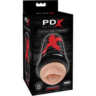 Pipedream PDX ELITE Air Tight Oral Stroker, черный, Мастурбатор в тубе тугой ротик
