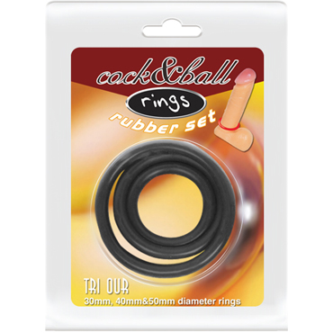 Baile Cock & Ball Rings Rubber Set, черный - подробные фото в секс шопе Condom-Shop