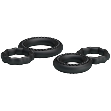 Baile Ring Set Double-Ring, черный, Набор двойных эрекционных колец и другие товары Baile с фото
