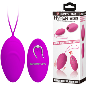 Baile Pretty Love Hyper Egg, фиолетовое, Виброяйцо с пультом ДУ в силиконовой оболочке