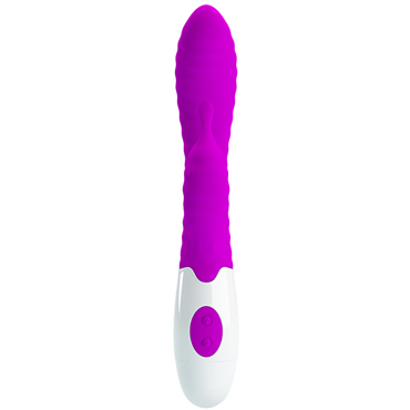 Baile Pretty Love Pete, фиолетовый - Ребристый вибратор с клиторальным отростком - купить в секс шопе