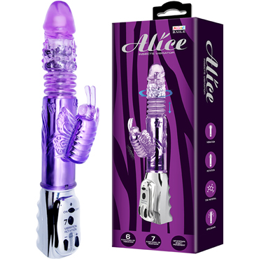 Baile Alice, фиолетовый, Многофункциональный вибратор с поступательными движениями
